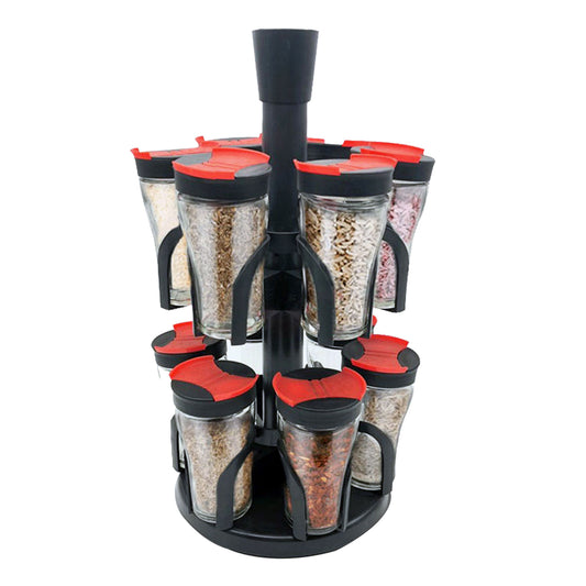 Draaibare kruidenrek met 12 glazen potten  | Herzberg™